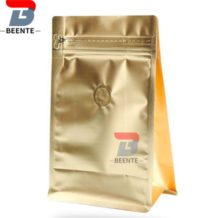 Modern Coffee Bag with One way Valve And Brown Coffee Beans Vaccum Bags Foil White